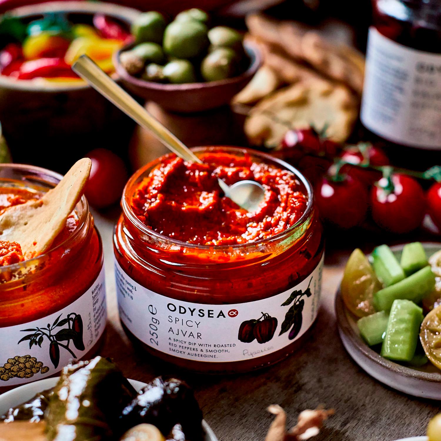 Odysea Spicy Ajvar dip 250g, imported from the UK