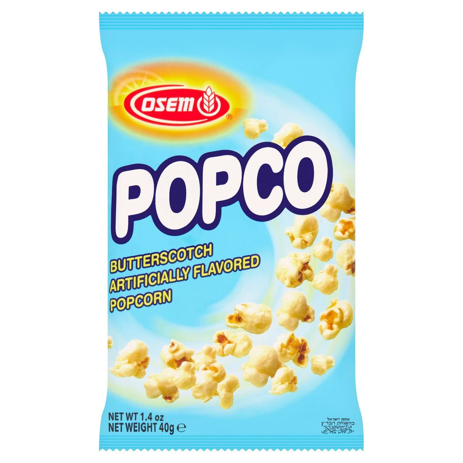 Osem Popco Butterscotch Flavour Corn Snack 40g, imported from the UK