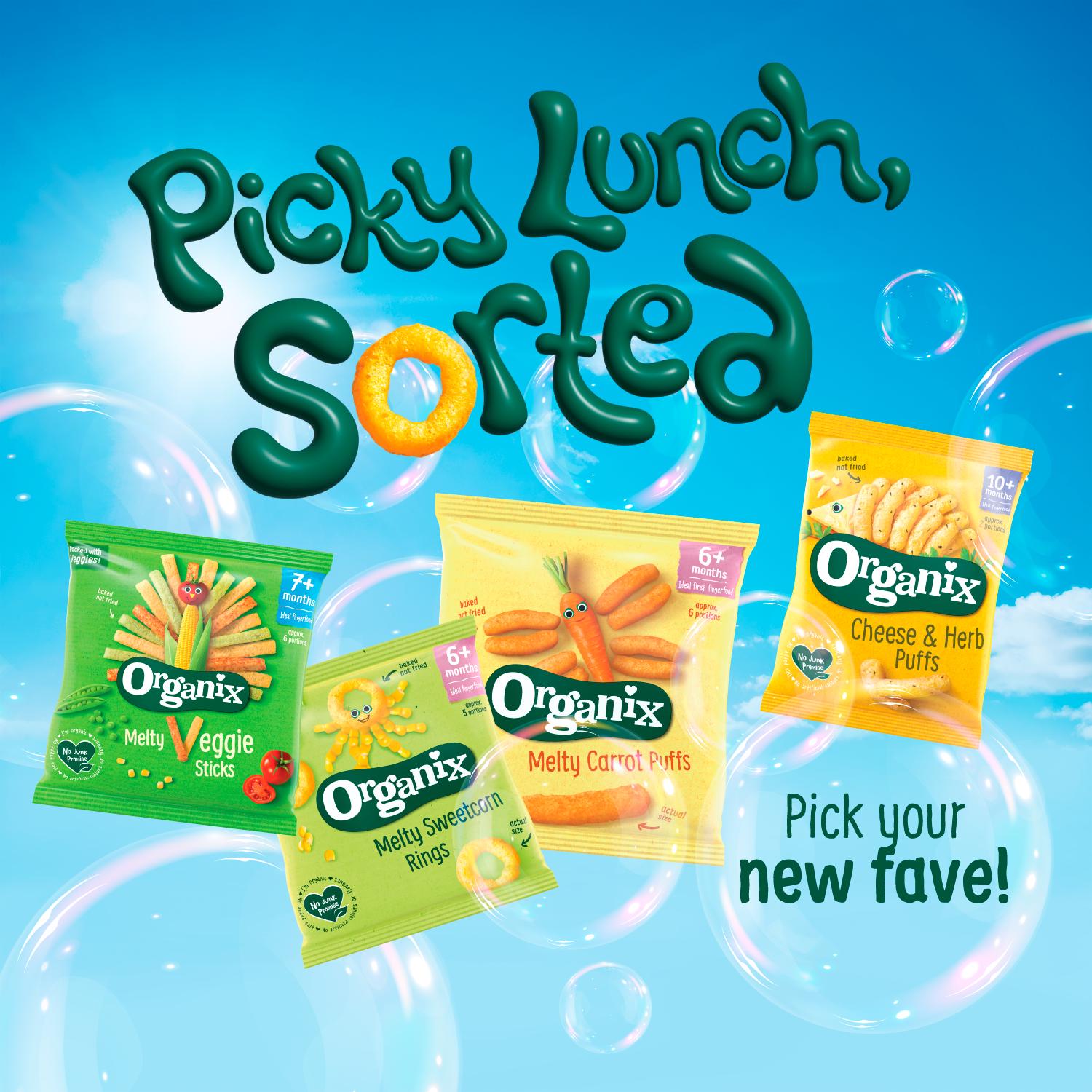 Organix carrot and herb baby puffs multipack 4x15g (British brand)