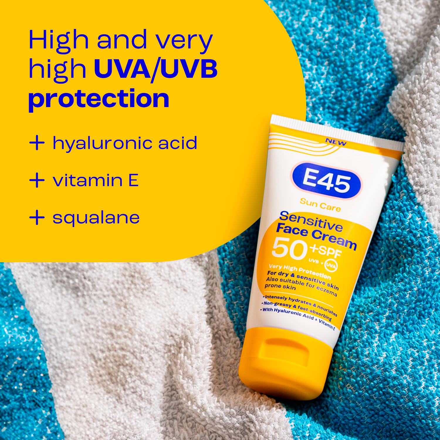 E45 sensitive face sun cream SPF50+ 50ml - British product