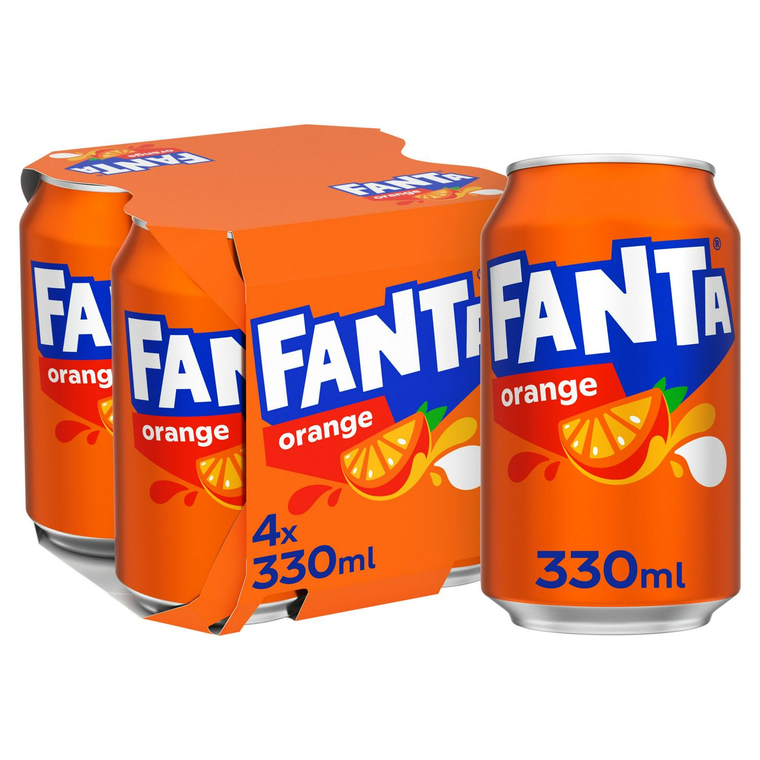 Fanta Orange soft drink can 330ml - British product