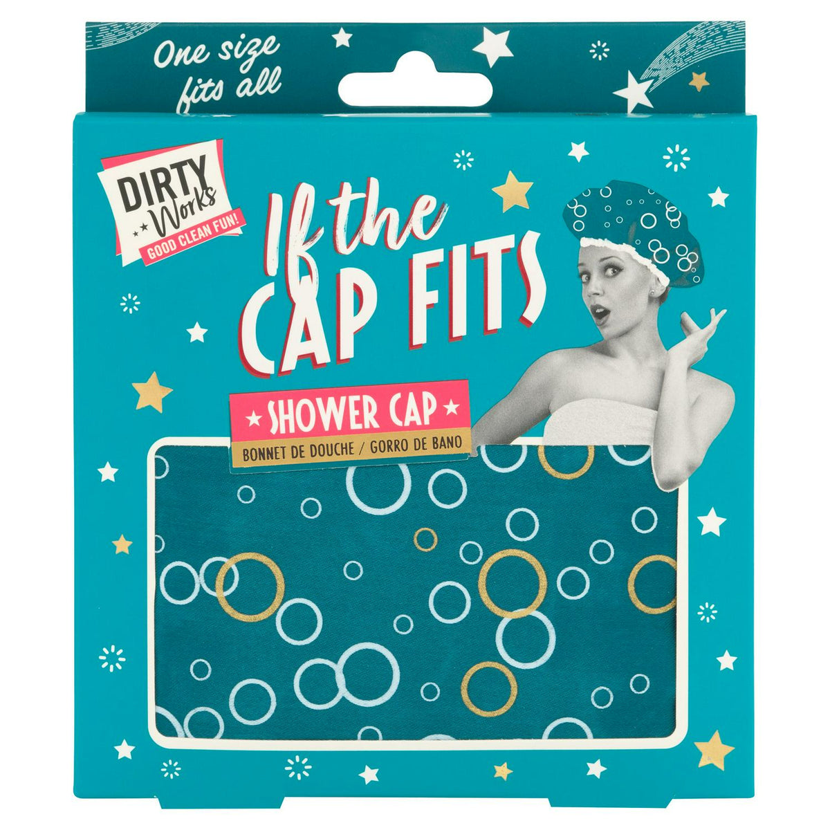 Waterproof Shower Cap with Polyester Outer and EVA Lining, One Size Fits All