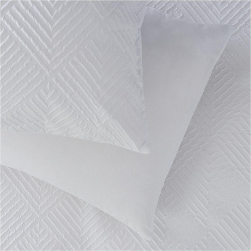 White Textured Embossed Single Bedding Set with Duvet Cover and Pillowcase