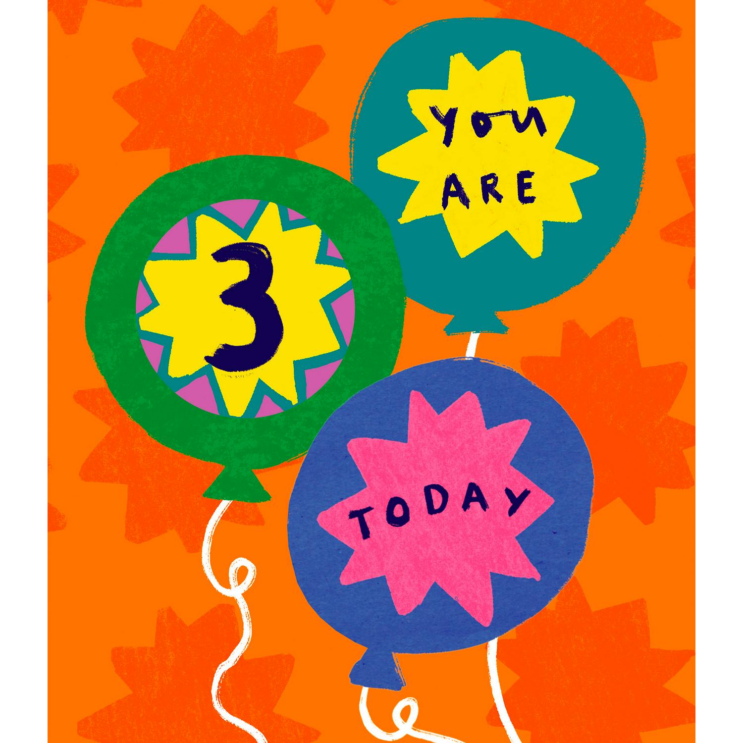 Sainsbury's 3rd Birthday Greeting Card 15.9 x 18.4cm (British brand)