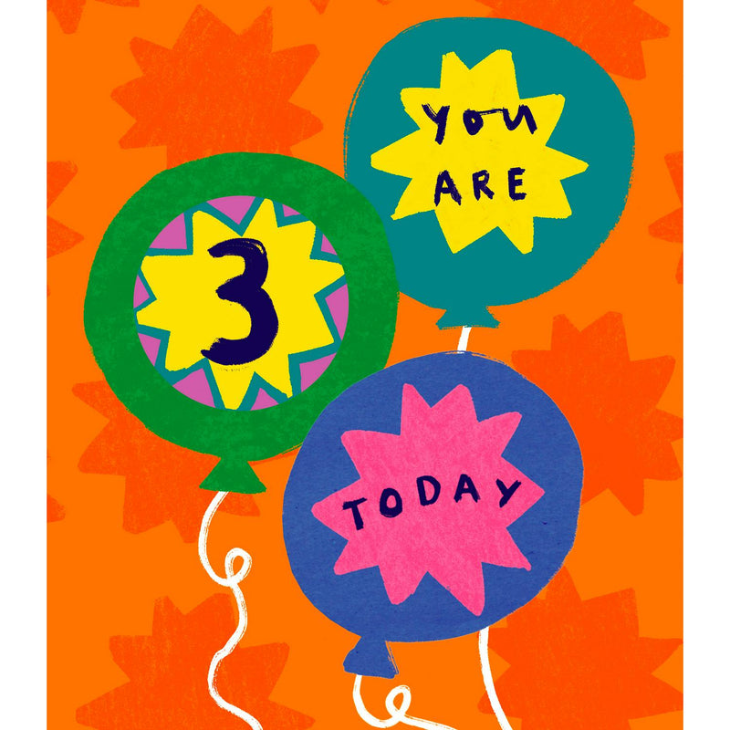Sainsbury's 3rd Birthday Greeting Card 15.9 x 18.4cm (British brand)