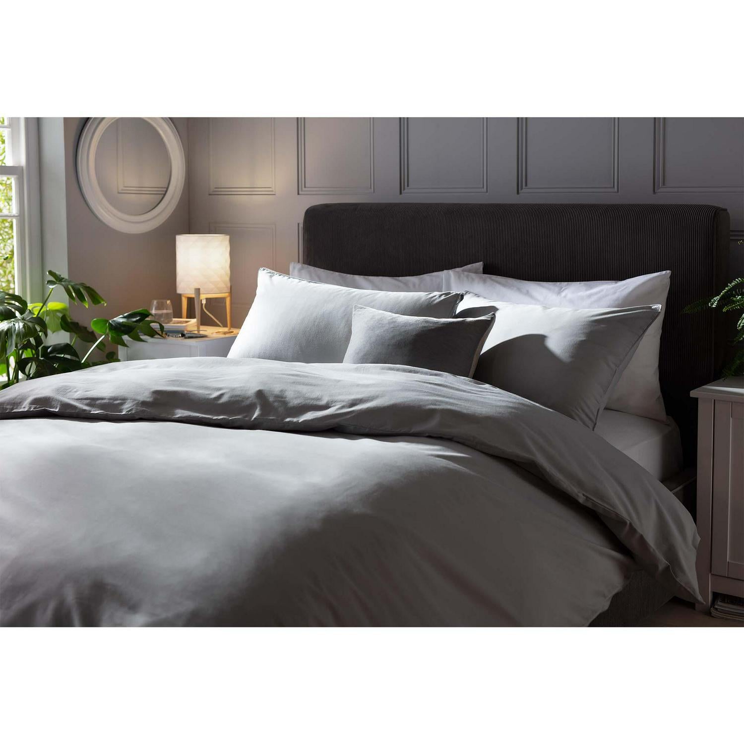 Habitat cotton bedding set plain grey, imported from the UK