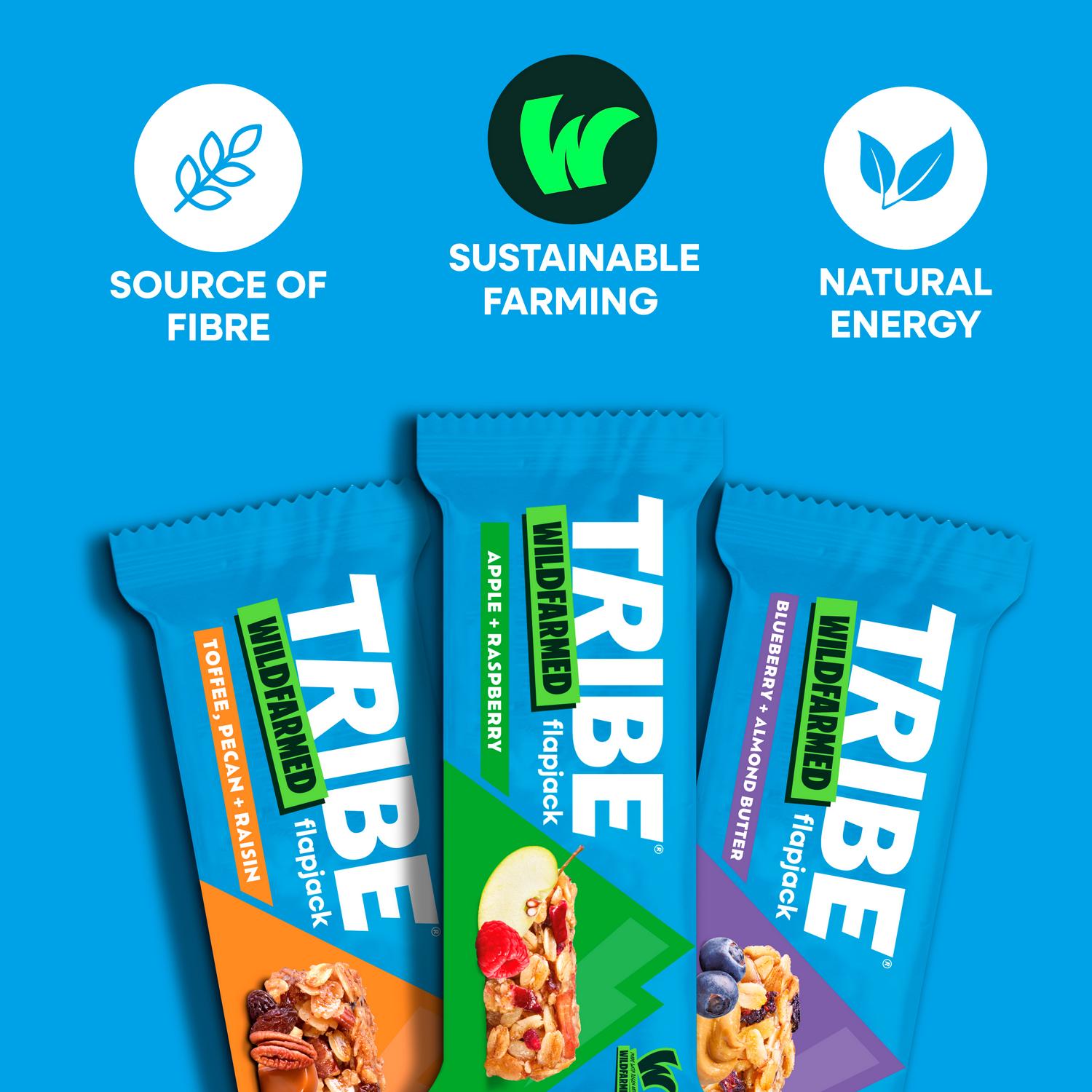 Tribe Flapjack Bars Apple and Raspberry 3 x 50g (British brand)
