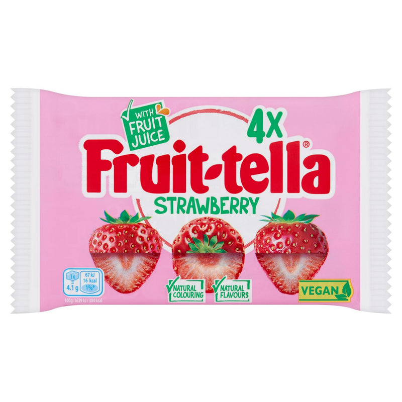 Fruittella strawberry chewy sweets 4 x 41g, imported from the UK