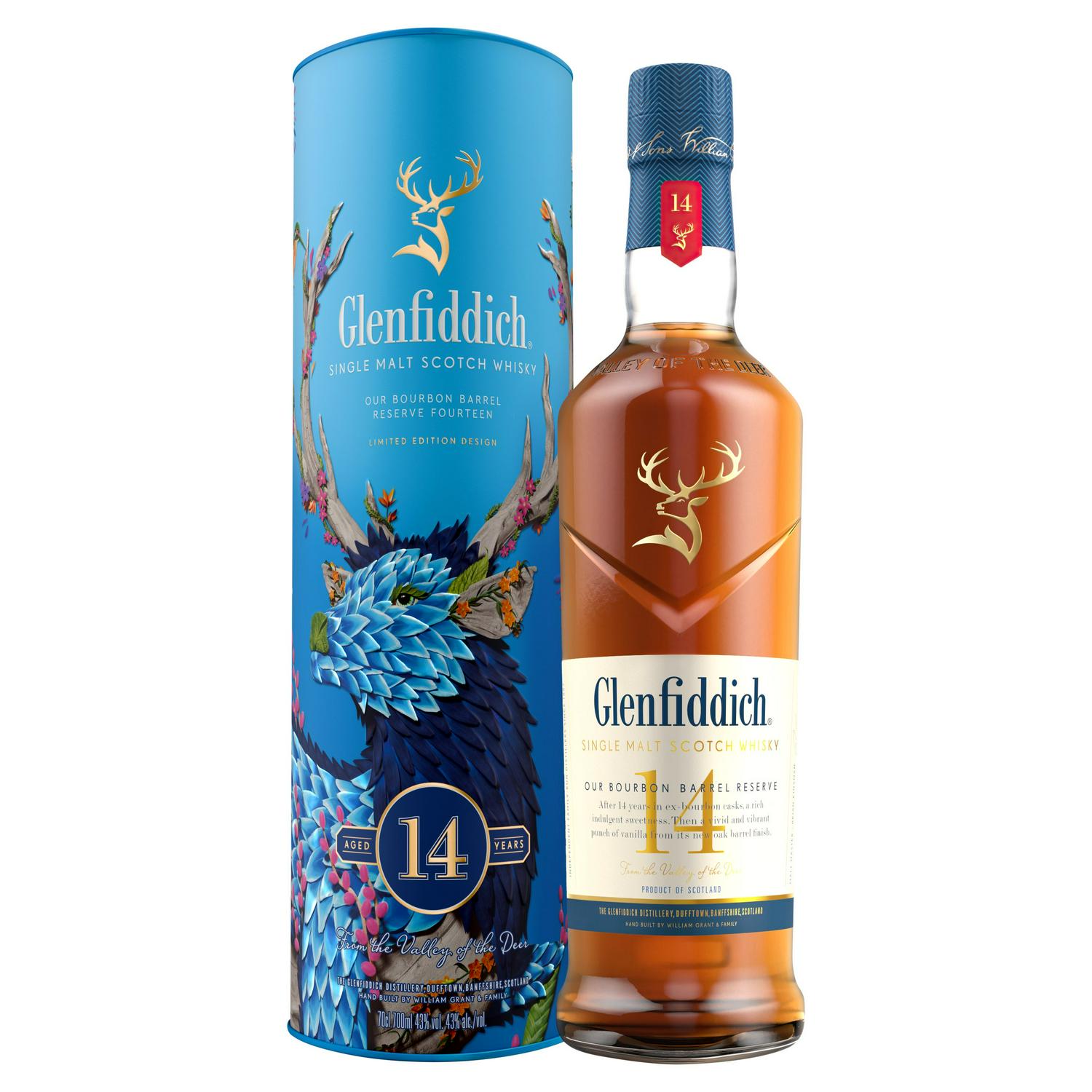 Glenfiddich 14 Year Old Bourbon Barrel Reserve Single Malt Scotch Whisky 70cl