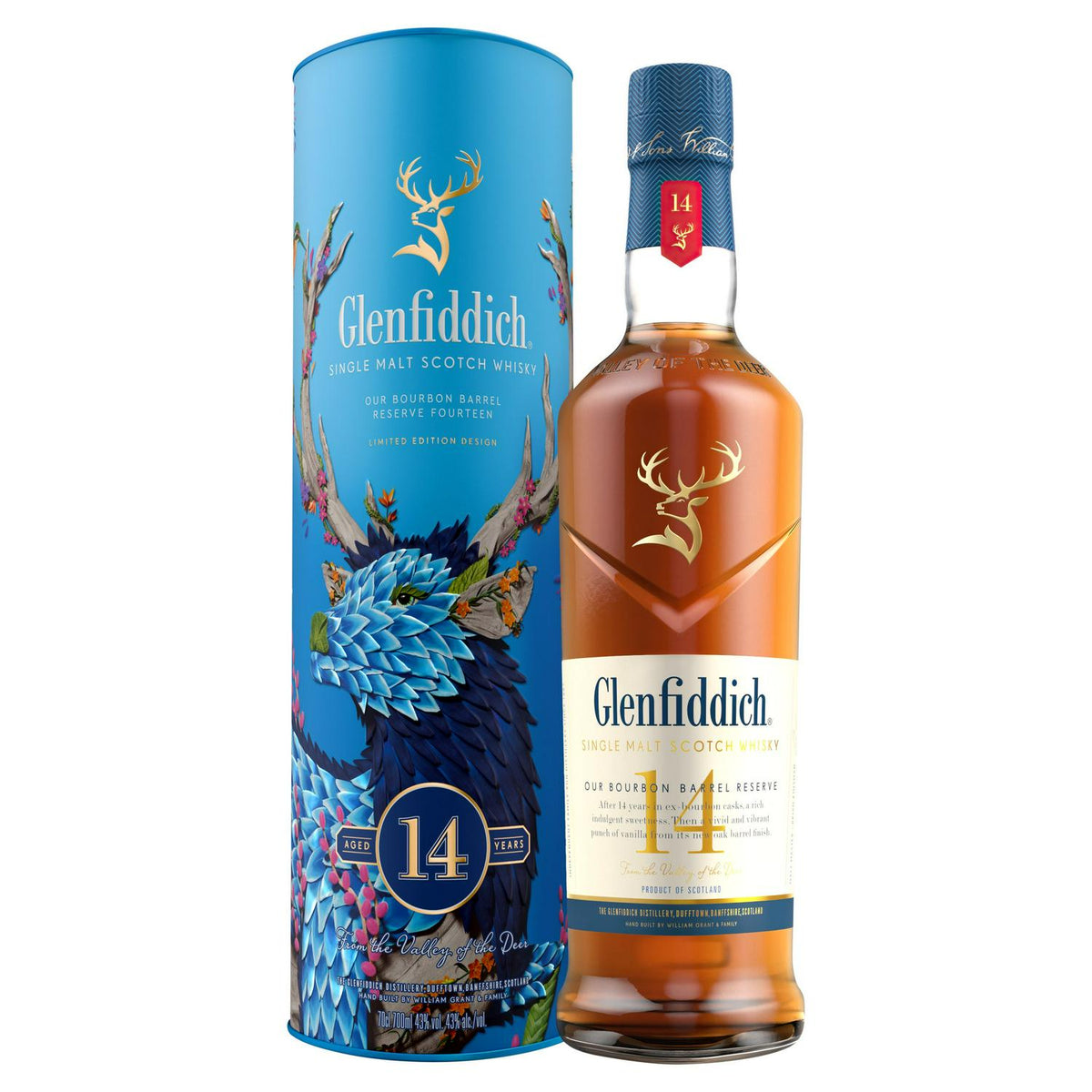 Glenfiddich 14 Year Old Bourbon Barrel Reserve Single Malt Scotch Whisky 70cl