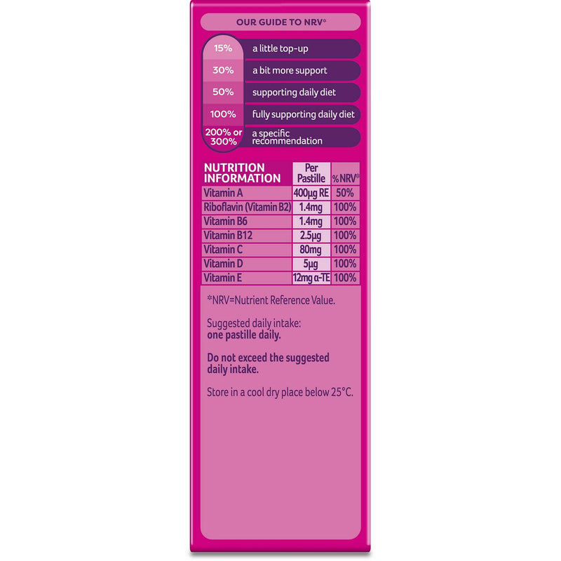 Raspberry Flavoured Multivitamin Soft Chewies for Children Aged 7-11 Years, 60 Pastilles