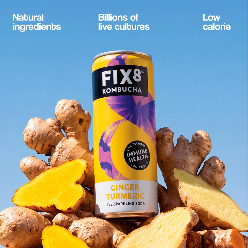 Fix8 Kombucha Ginger Turmeric Live Sparkling Soda 25cl