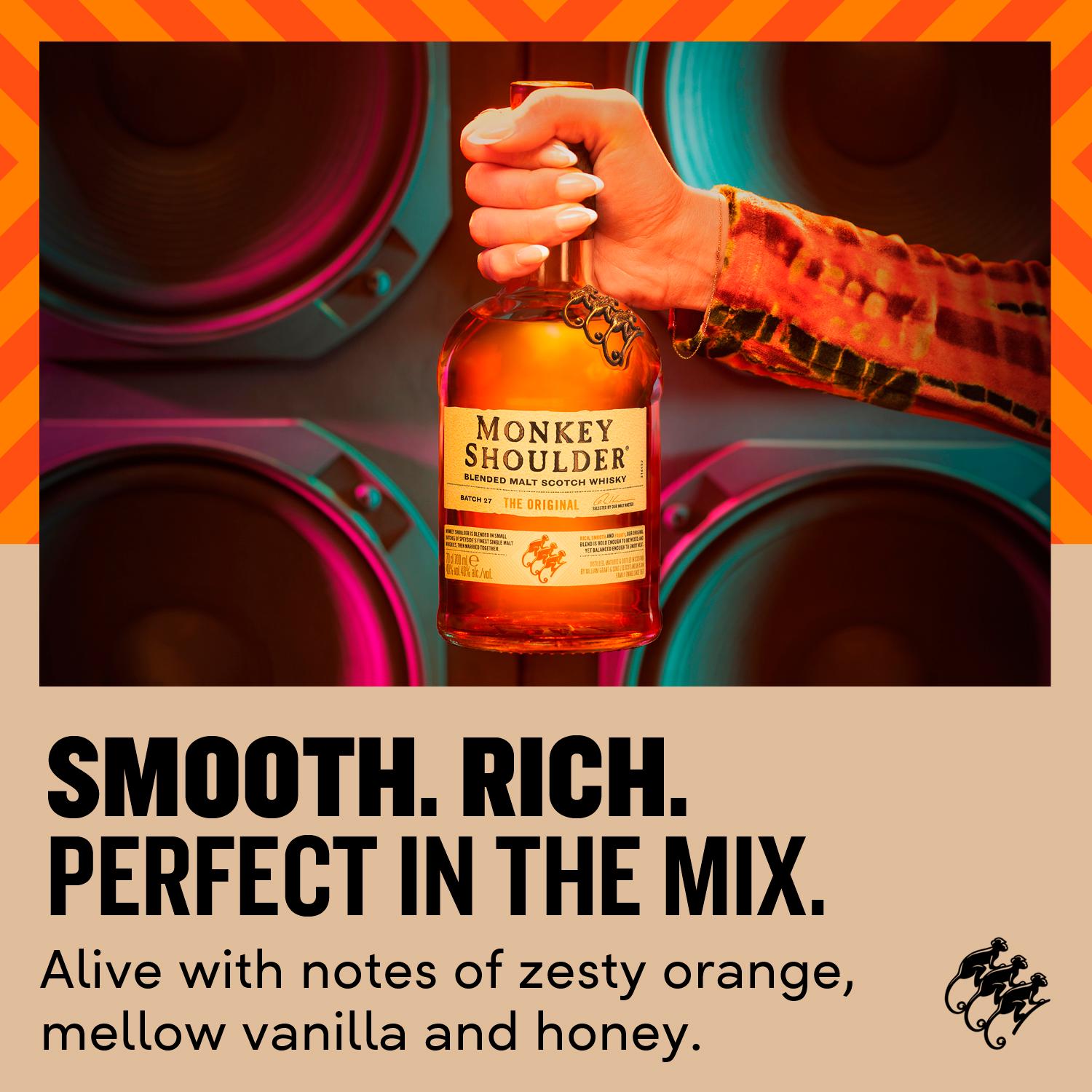Monkey Shoulder blended malt Scotch whisky 70cl, imported from the UK