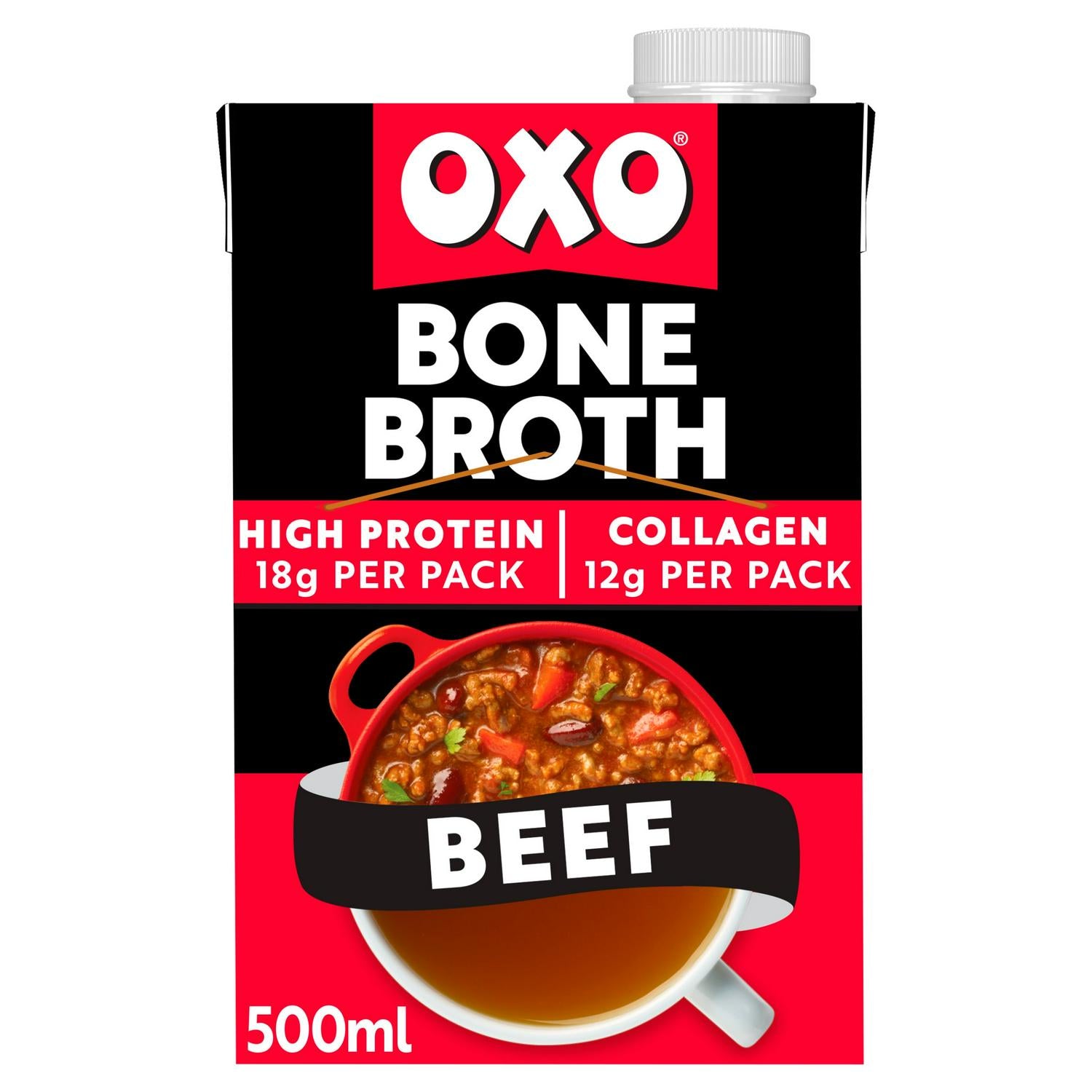 Oxo Nourishing Beef Bone Broth 500ml, imported from the UK