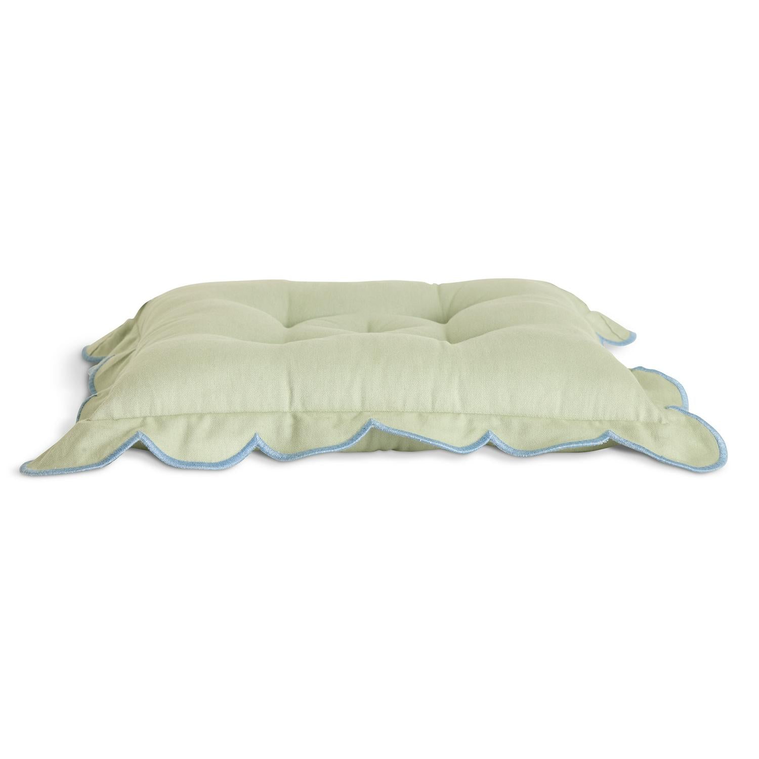 Green Scallop Tie-On Seat Cushion 40x40cm