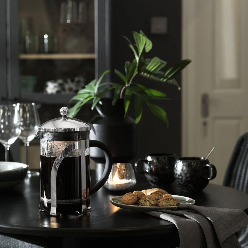 Habitat Chrome 12 Cup Glass Cafetiere with Black Handle, UK version
