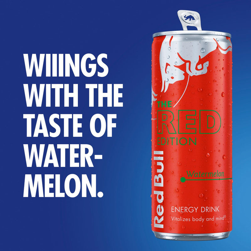 Red Bull Energy Drink Watermelon 250ml x4, imported from the UK