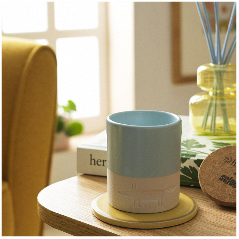 Habitat x Scion ceramic candle Mr Fox Blue 8cm, UK version