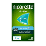 Nicorette Icy White Gum Pieces Quit Smoking Aid x30 2mg