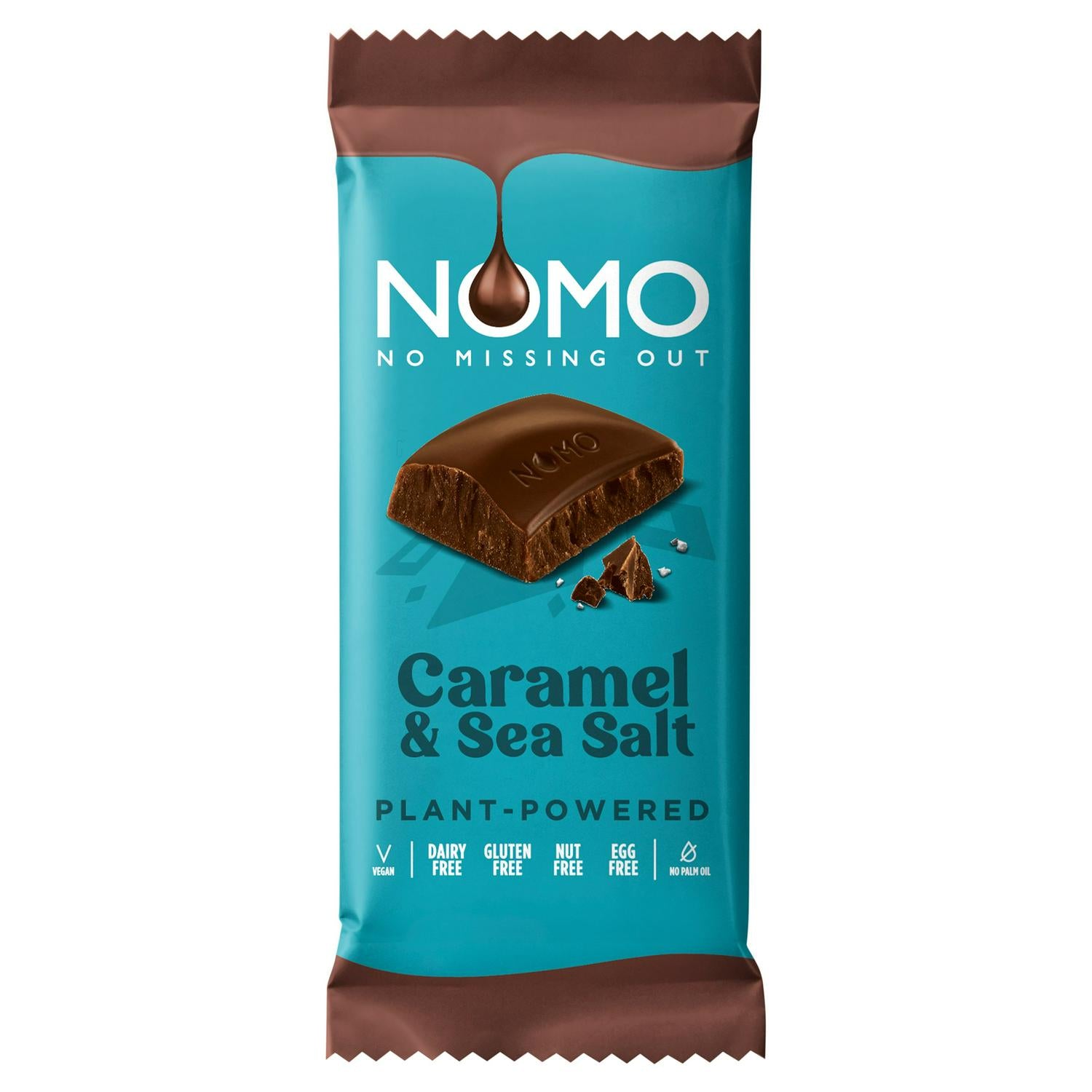 NOMO Caramel Sea Salt Bar 75g, imported from the UK