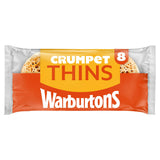Warburtons Crumpet Thins, paquete de 8 unidades, opción de desayuno vegana (marca británica)