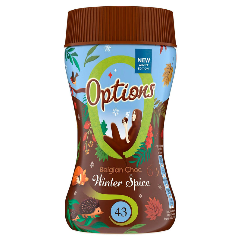 Options Belgian Choc Winter Spice hot chocolate drink 220g (British brand)