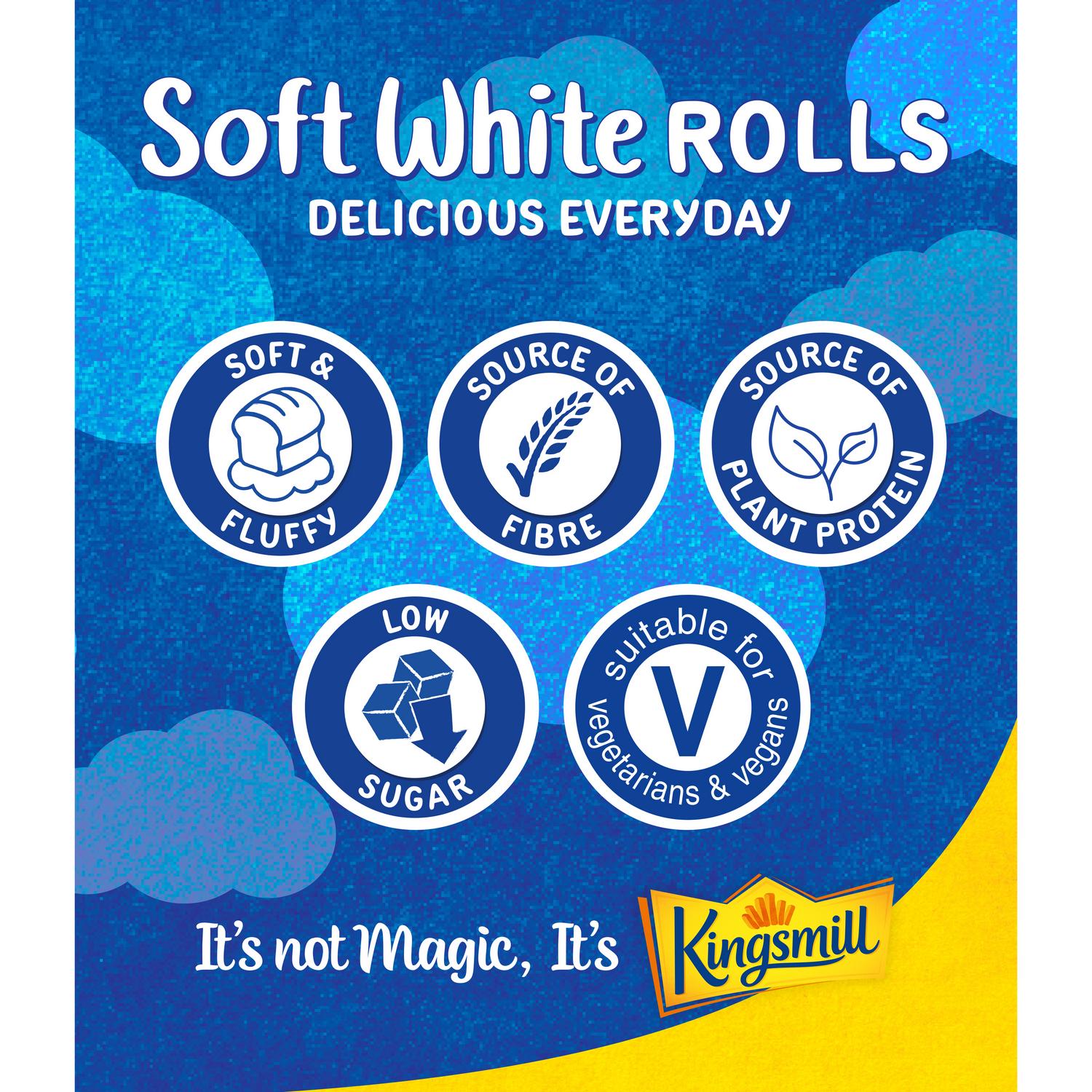 Kingsmill white rolls large x6 pack, UK version bakery item