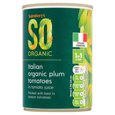 Sainsbury's økologiske italienske plommetomater i juice 400g