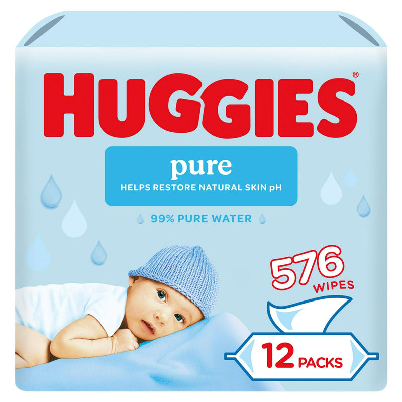 Huggies Pure Baby Wipes 12 x 48, UK version