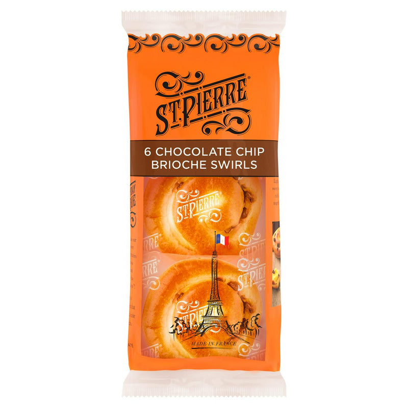St Pierre Chocolate Chip Brioche Swirls 6 pack (British brand)