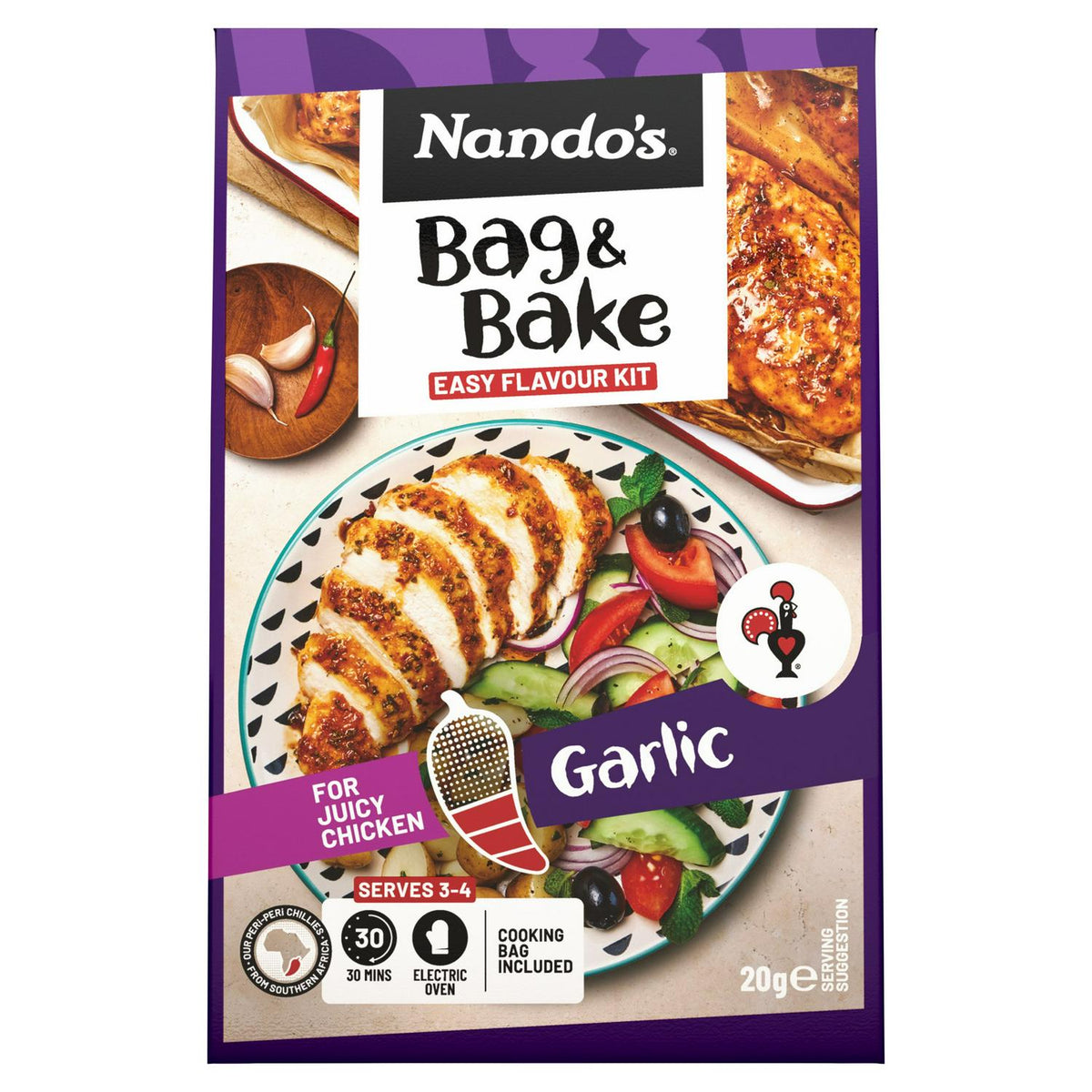 Garlic Peri-Peri Seasoning Kit with Cooking Bag, Medium Spice, 20g