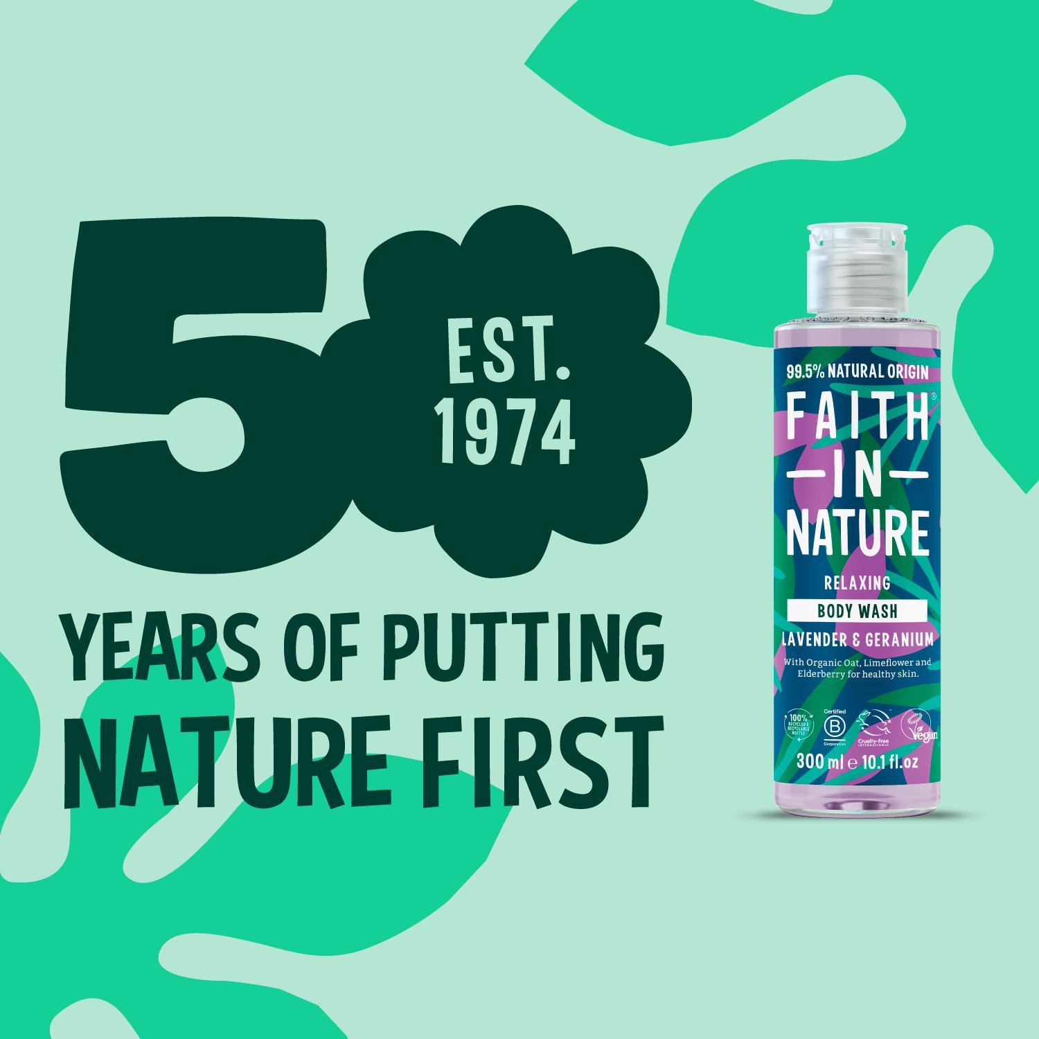 Faith in Nature lavender geranium body wash 300ml, imported from the UK