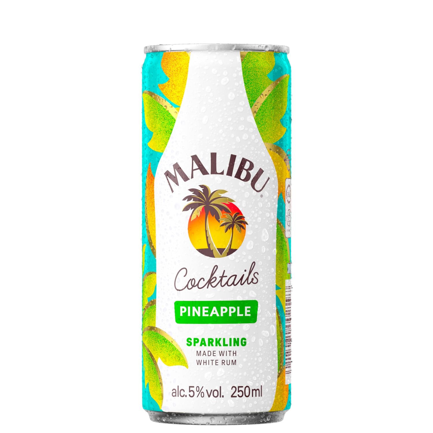 Malibu coconut rum pineapple cocktail can 250ml, UK version