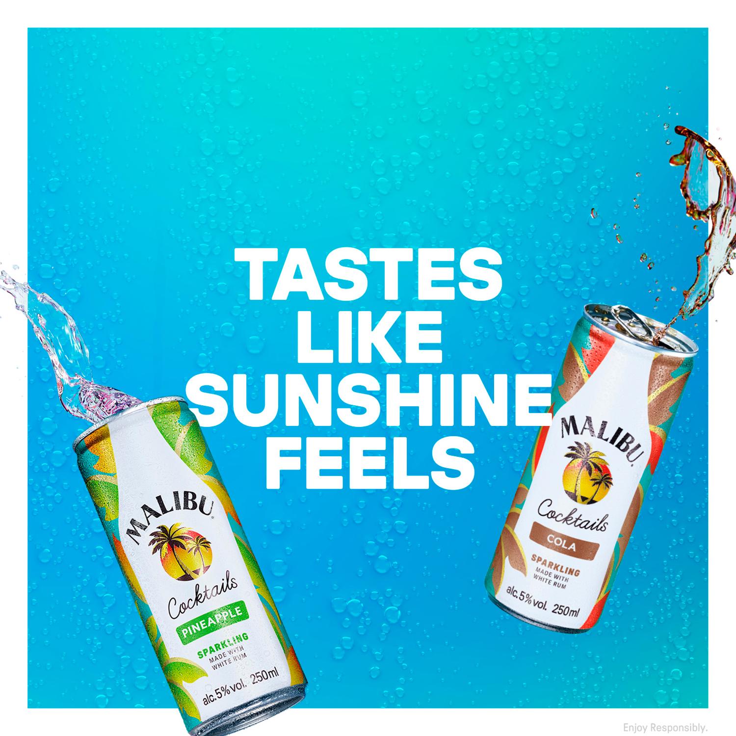 Malibu coconut rum and cola pre-mixed can 250ml - British product