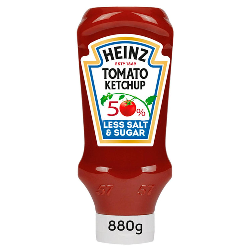 Heinz Tomato Ketchup 50% Less Sugar 880g, imported from the UK