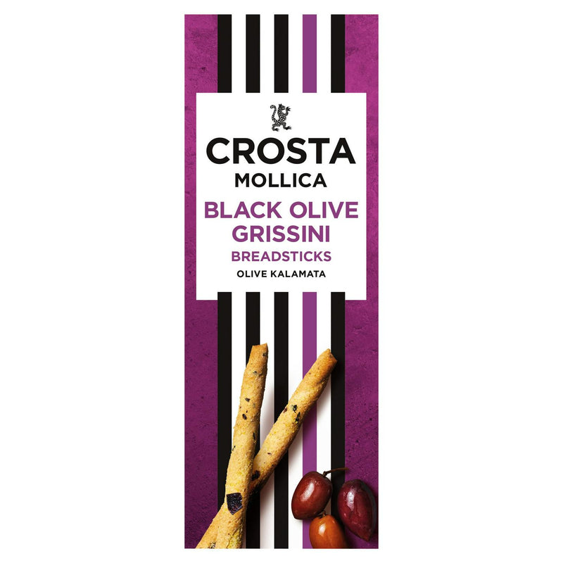 Crosta & Mollica Black Olive Grissini Breadsticks 140g - British product
