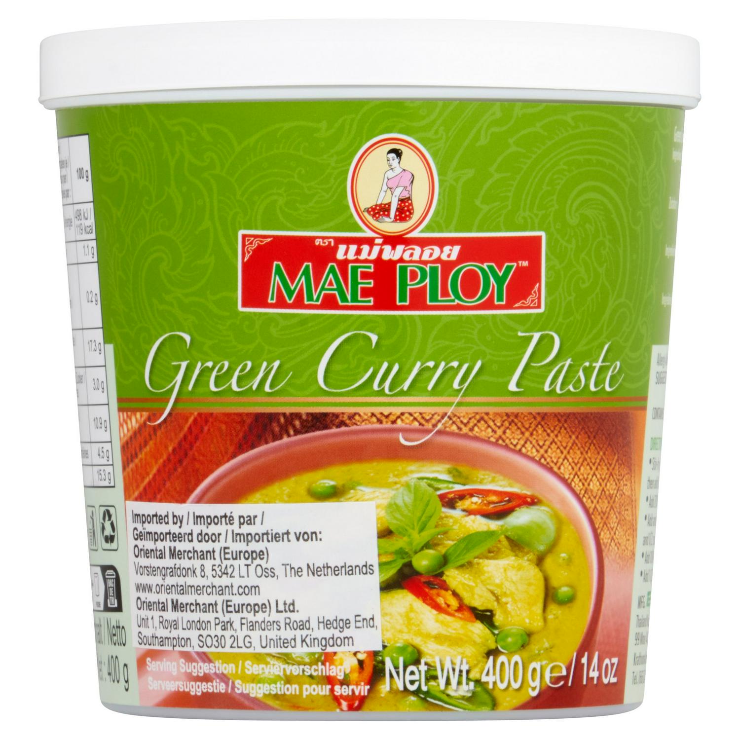 Mae Ploy Thai green curry paste tube 400g, UK version