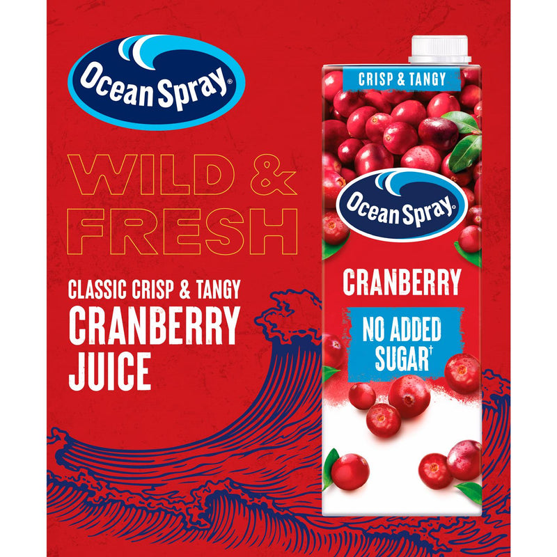 Ocean Spray Cranberry Juice No Added Sugar 4 x 1L imported from the UK