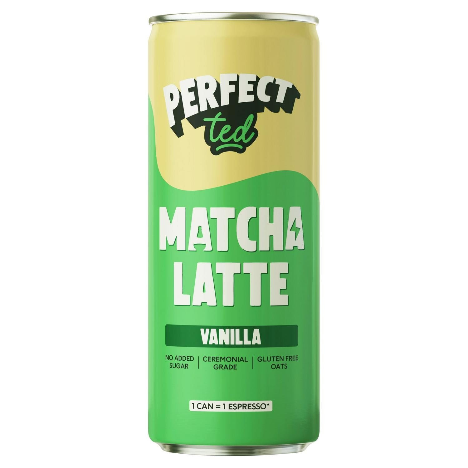 Perfect Ted vanilla matcha latte 250ml, imported from the UK