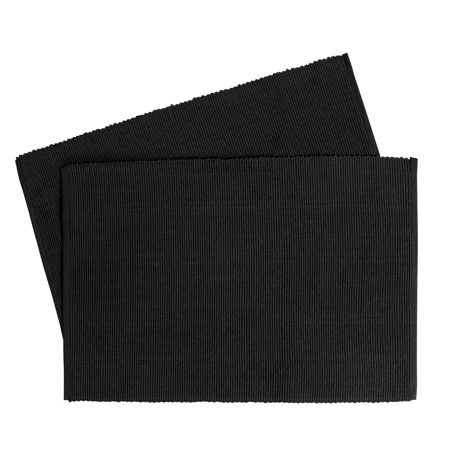 Habitat Ribbed Placemat Charcoal 2pk