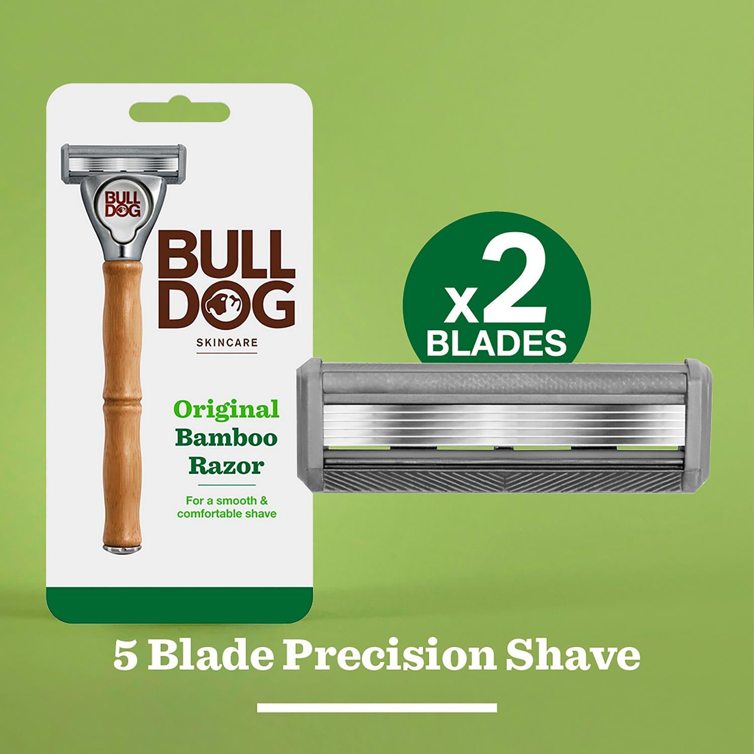 Bulldog Skincare bamboo men's razor with blade refills - British product
