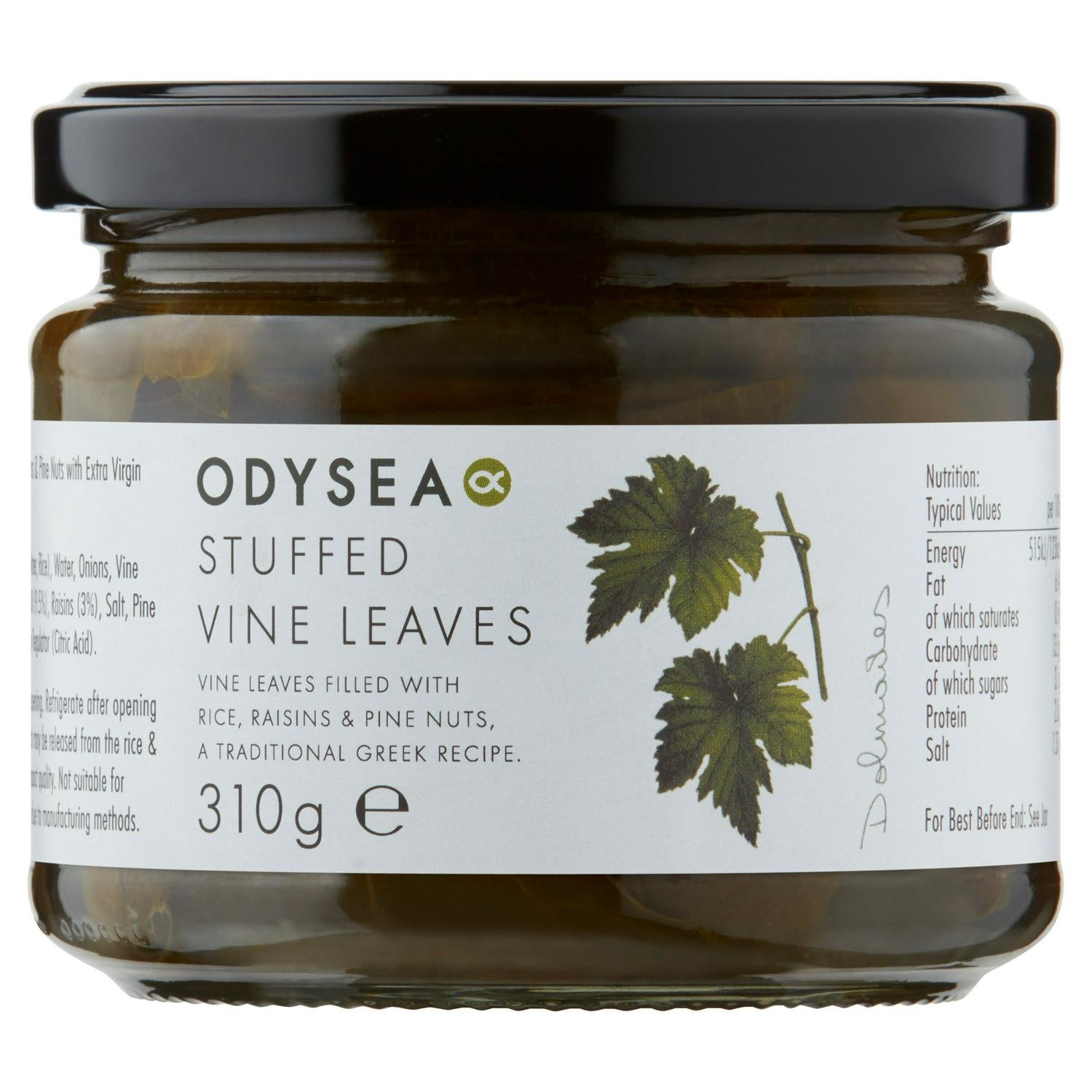 Odysea Stuffed Vine Leaves Antipasti 310g, imported from the UK
