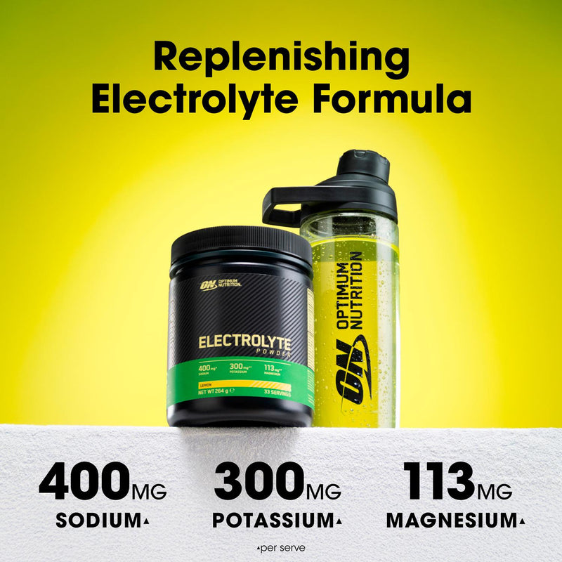 Optimum Nutrition Lemon Electrolyte Powder 264g, imported from the UK