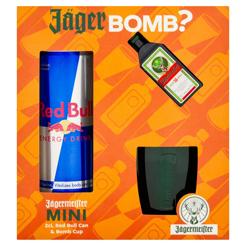 Herbal Liqueur Mini Bottle and Energy Drink Gift Set with Shot Cup