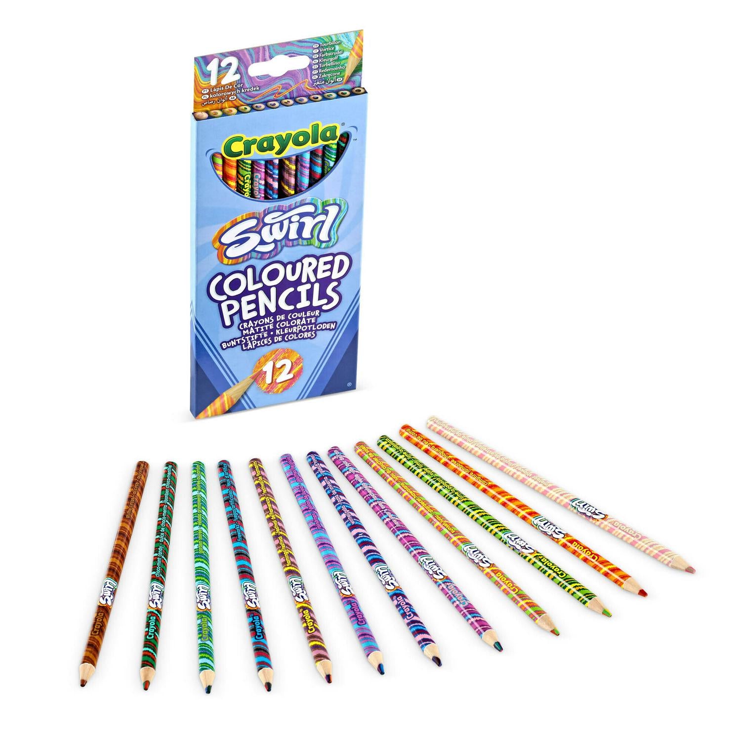 Crayola Swirl Pencils Pack of 12 Rainbow Variants - British product