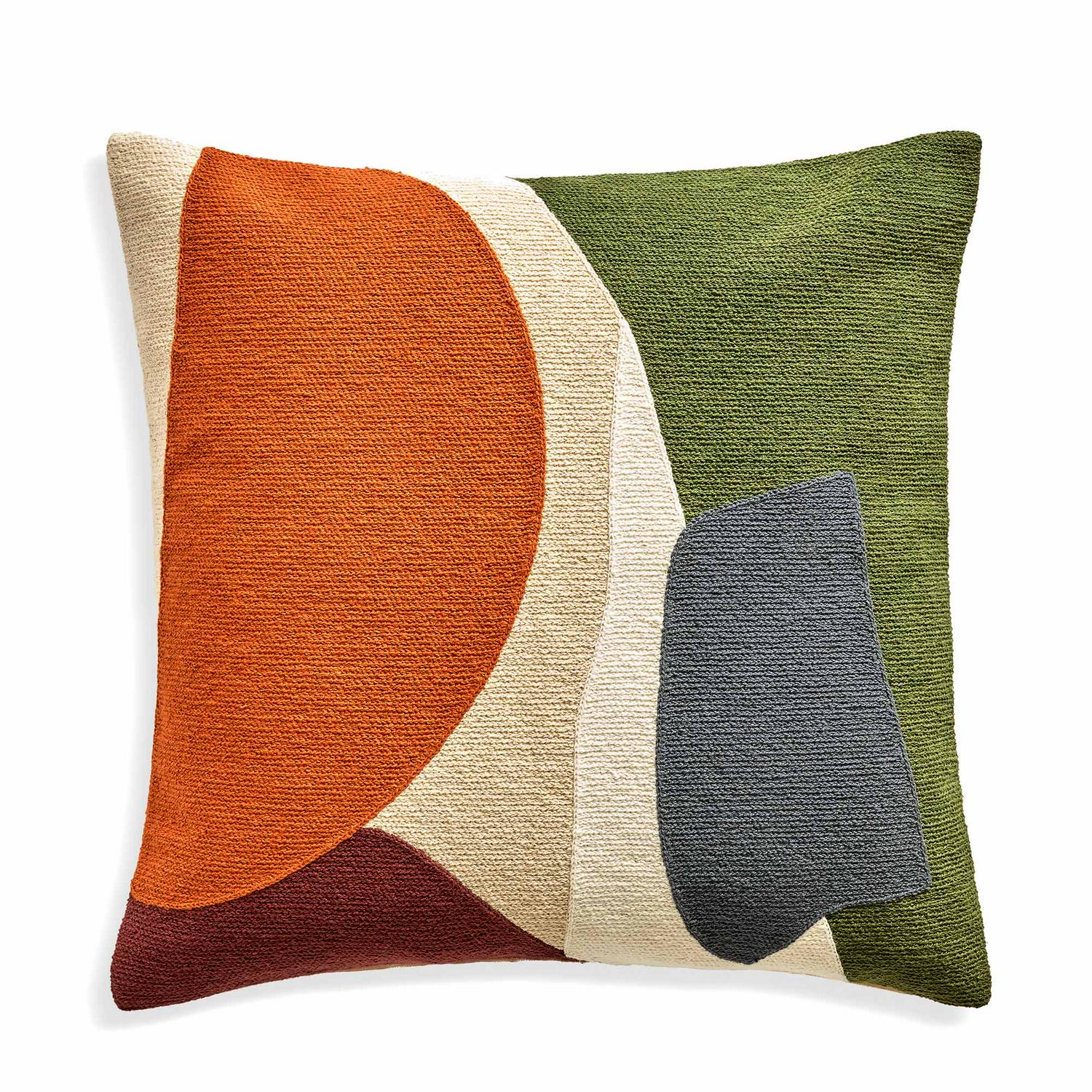 Habitat cushion autumn abstract crewel pattern 43cm, UK version