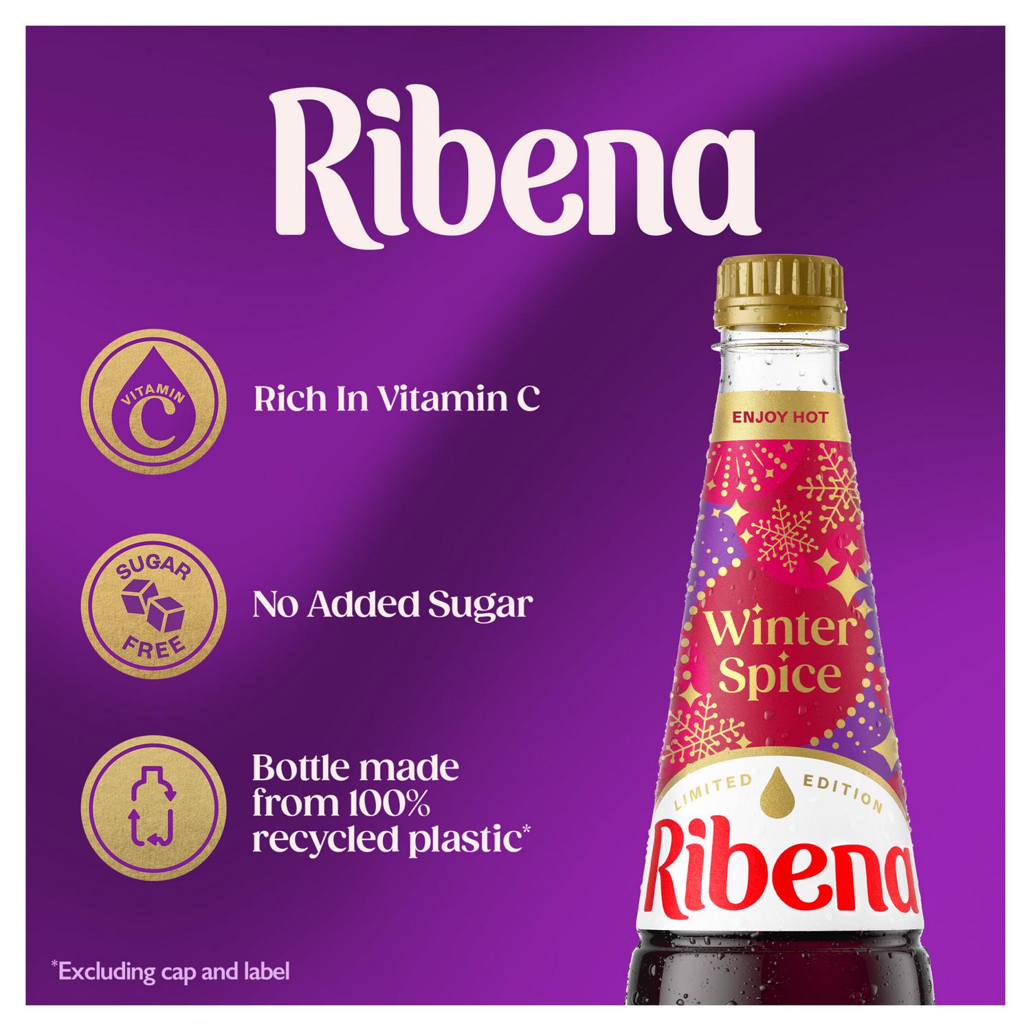 Ribena winter spice squash no added sugar 850ml, imported from the UK
