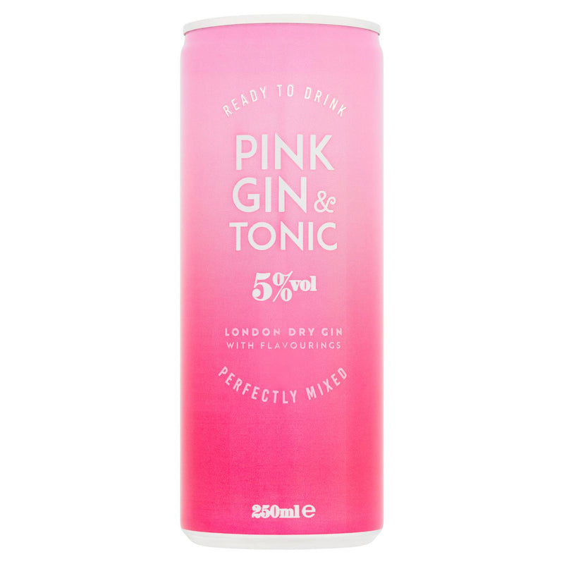Sainsbury's pink gin and tonic strawberry raspberry 250ml (British brand)