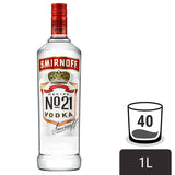 Smirnoff Premium Red Label Vodka 1 Litre glass bottle (British brand)