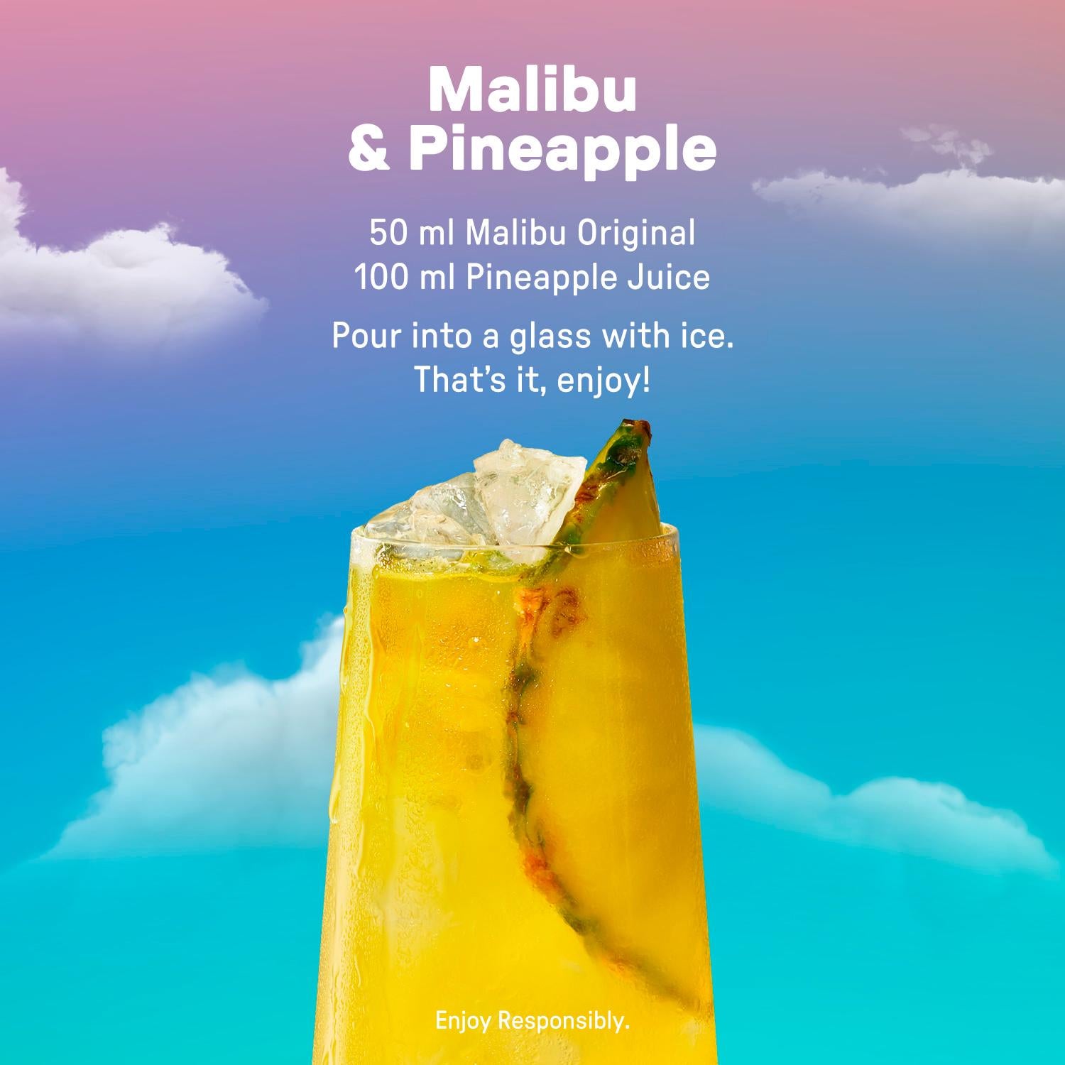 Malibu original white coconut rum 1L, UK version
